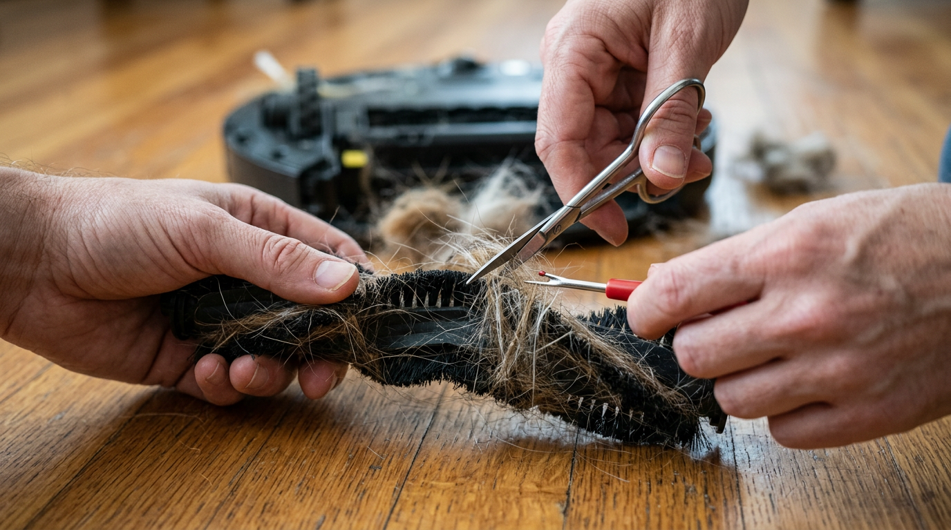 Robotstofzuiger borstel verstopt door dierenhaar? Zo los je het op